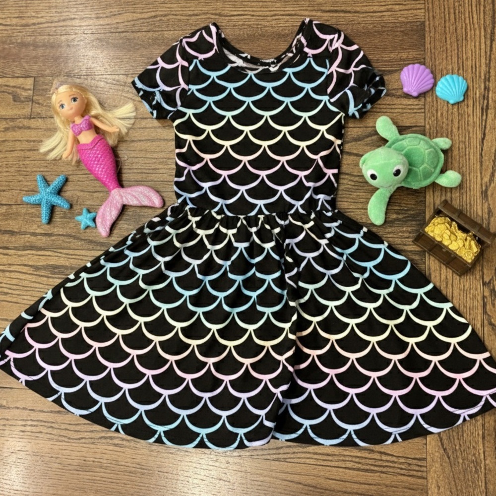 Rainbow Scale Pattern Dress for Kids - Picture 1 of 4